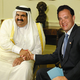Hanks welcomes the emir of Qatar, Sheikh Hamad al-Thani, to the Oval Office.